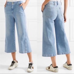 Frame Twisted Seam Crop Wide Leg Pants Turner Light Wash